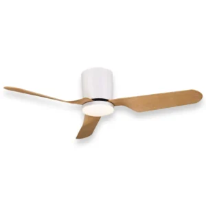 דף הבית מאוורר תקרה "48 כולל תאורת 18W LED - לבן/עץ - Midea Breeze Blast