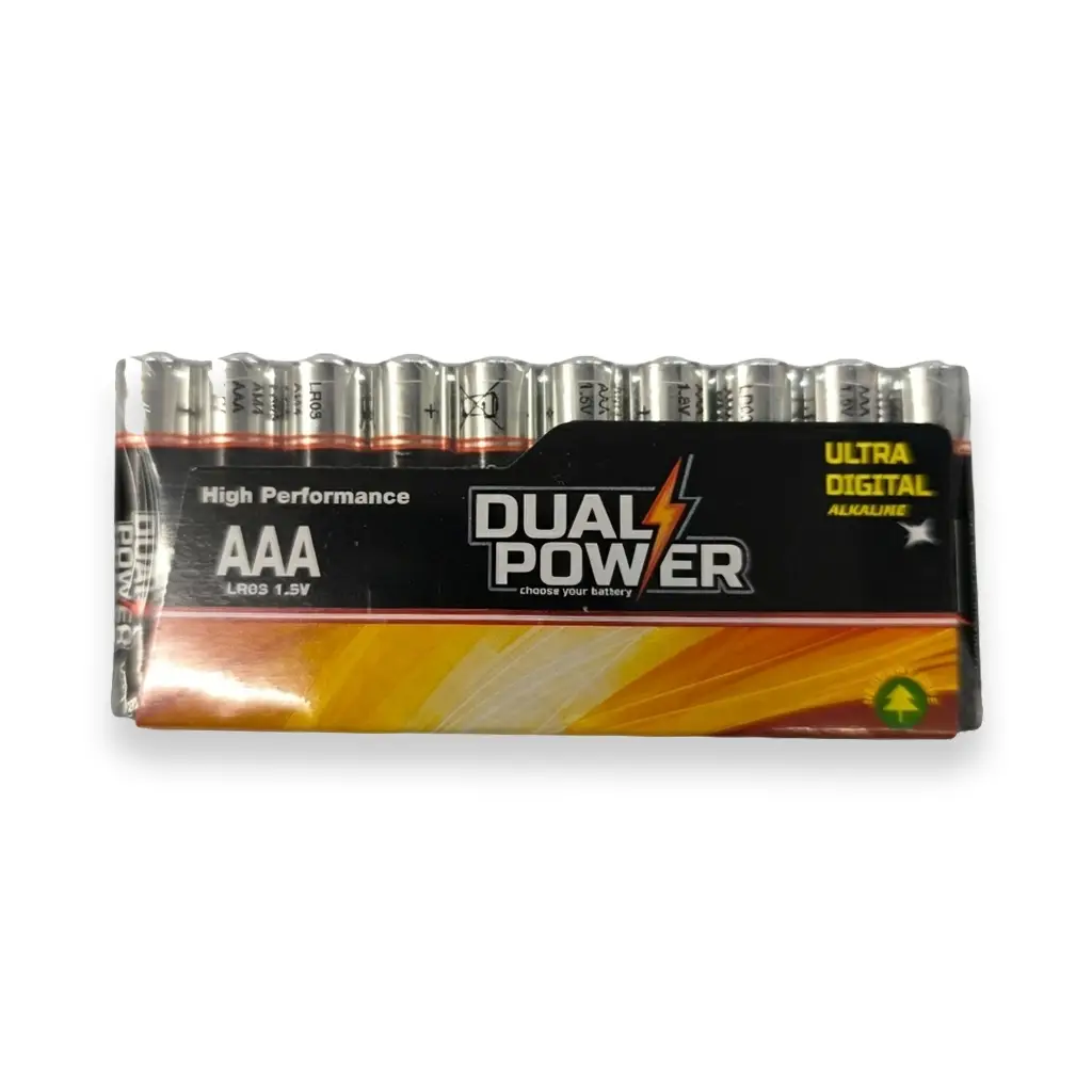 מארז 10 סוללות 1.5V AAA אולטרה אלקליין - DUAL POWER מארז 10 סוללות 1.5V AAA אולטרה אלקליין - DUAL POWER