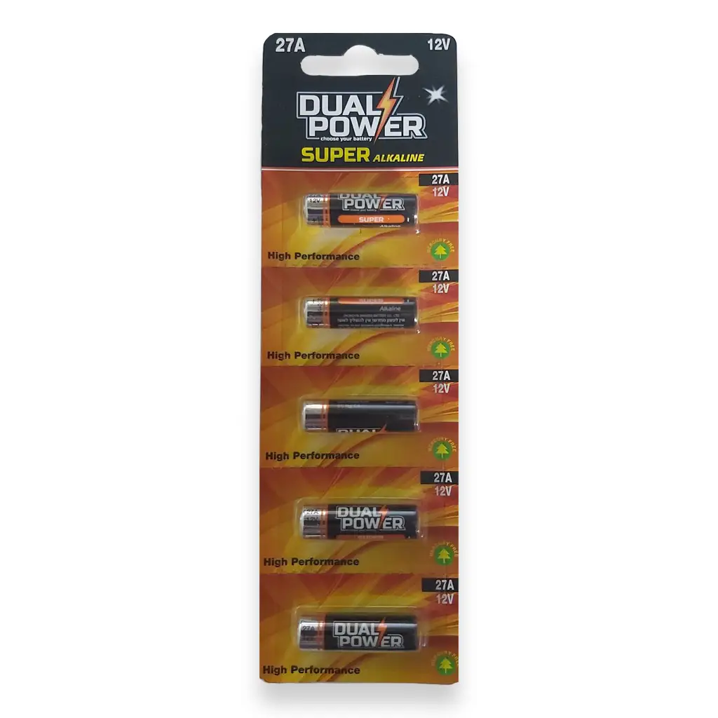 בליסטר 5 סוללות 27A 12V סופר אלקליין – DUAL POWER בליסטר 5 סוללות 27A 12V סופר אלקליין – DUAL POWER