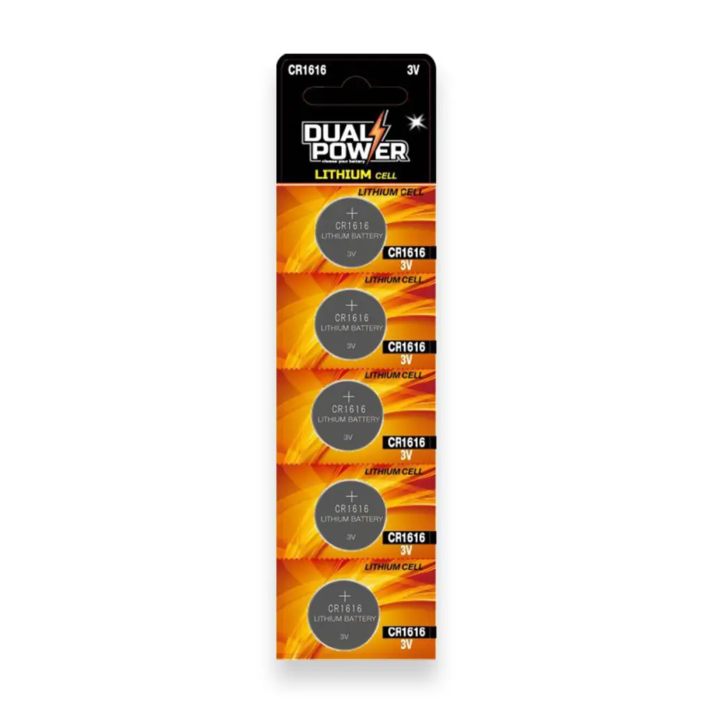 בליסטר 5 סוללות ליתיום DUAL POWER - 3V CR1616 בליסטר 5 סוללות ליתיום DUAL POWER - 3V CR1616