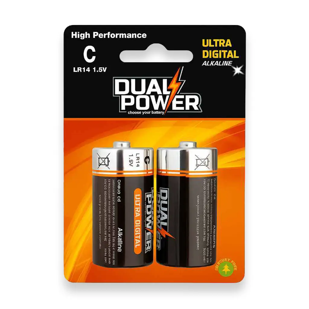 בליסטר 2 סוללות C-LR14 אולטרה אלקליין - DUAL POWER בליסטר 2 סוללות C-LR14 אולטרה אלקליין - DUAL POWER