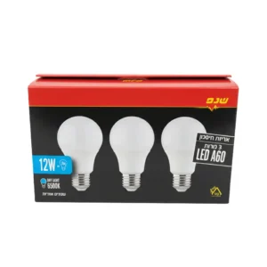 דף הבית נורת LED 12W הברגה E27 A60 – מארז 3 יחידות – אור לבן