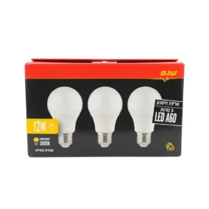 דף הבית נורת LED 12W הברגה E27 A60 – מארז 3 יחידות – אור חם