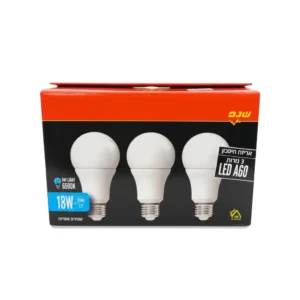 דף הבית נורת LED 18W הברגה E27 A60 – מארז 3 יחידות – אור לבן